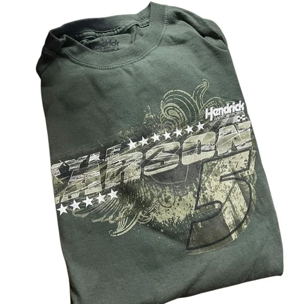Hendrick Motor Sports #5 Green Graphic Men's Shirt Kyle Larsen size XL new